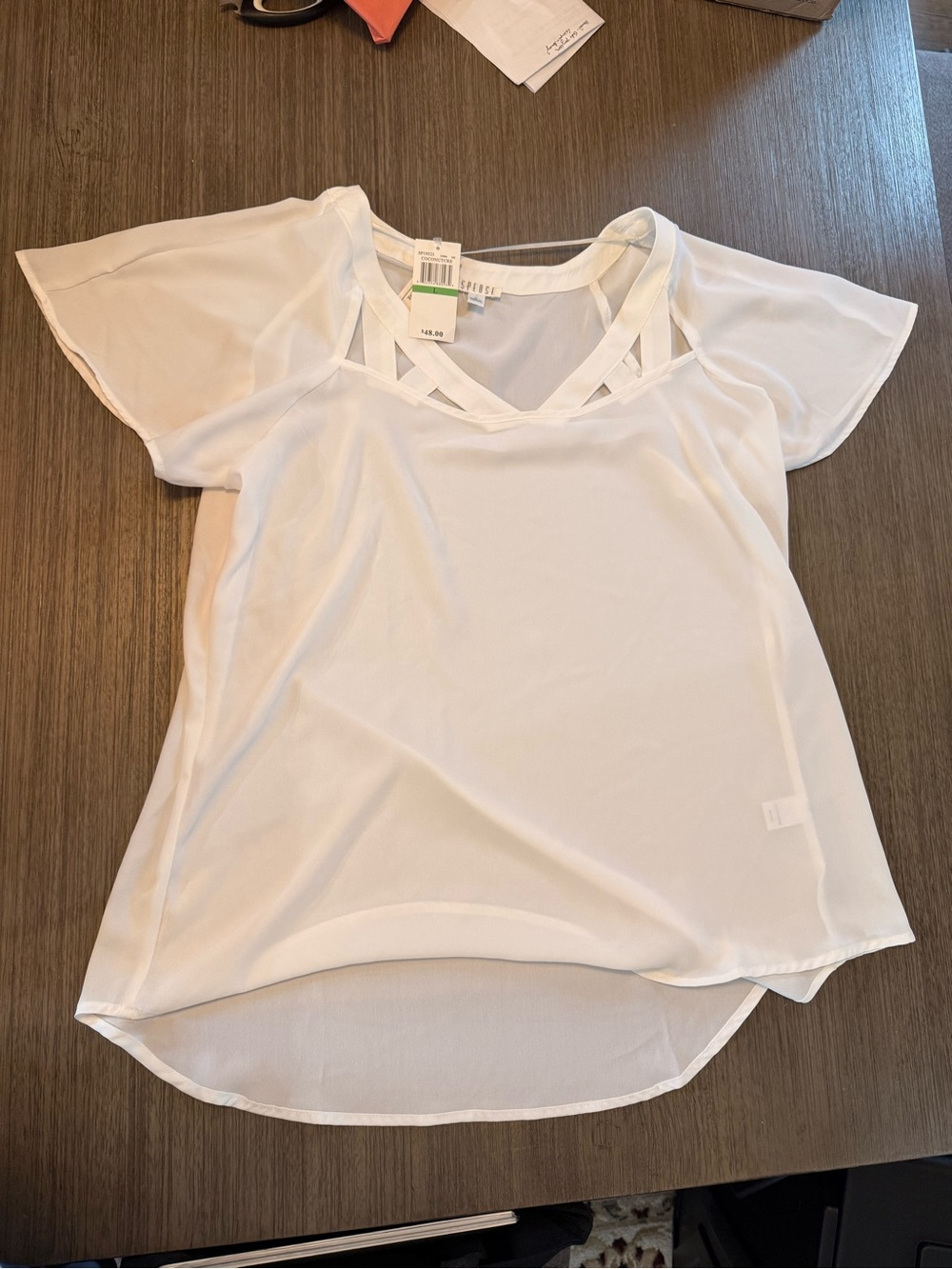 Women’s White Crisscross Neck Blouse